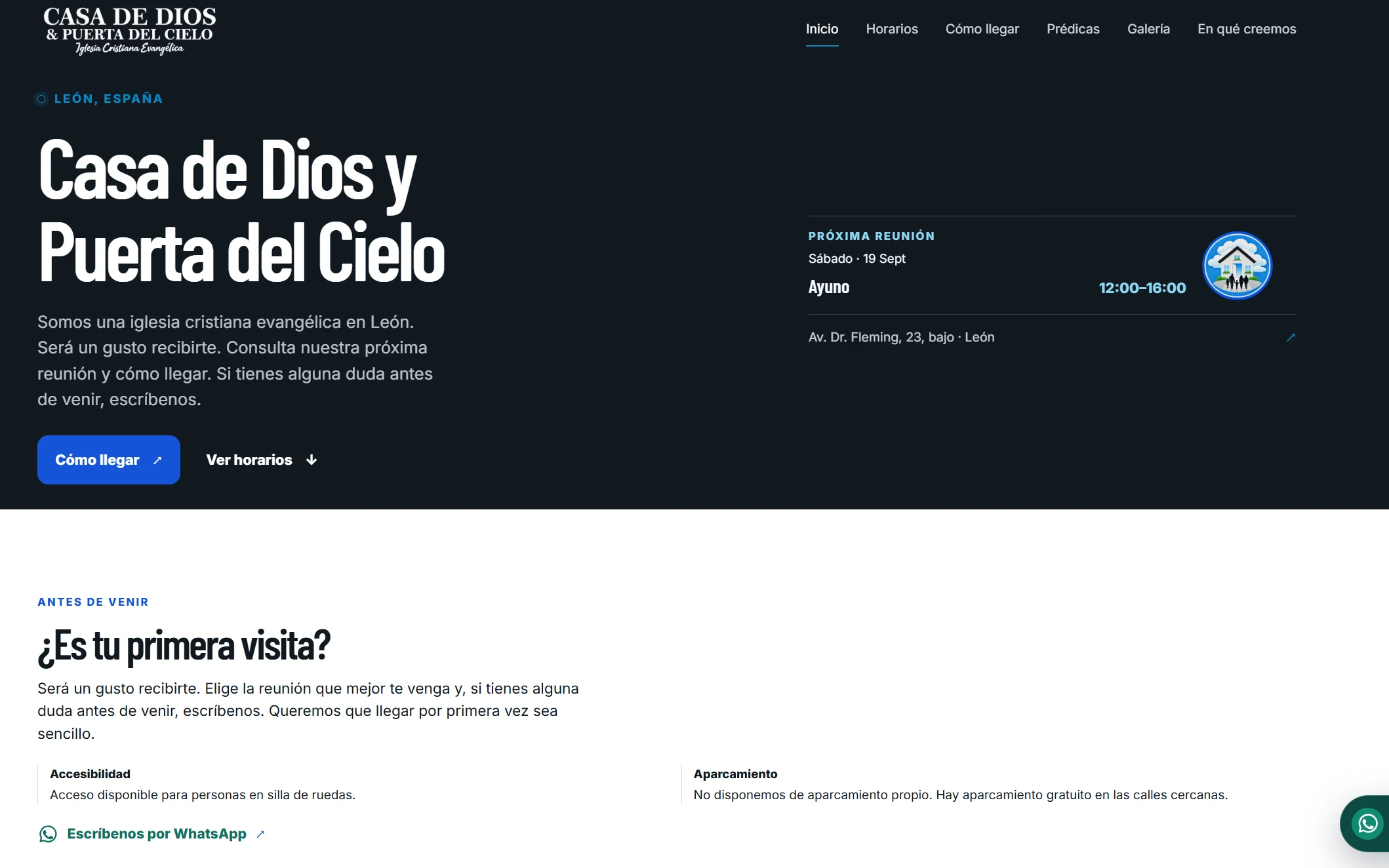 Captura pagina casa de Dios